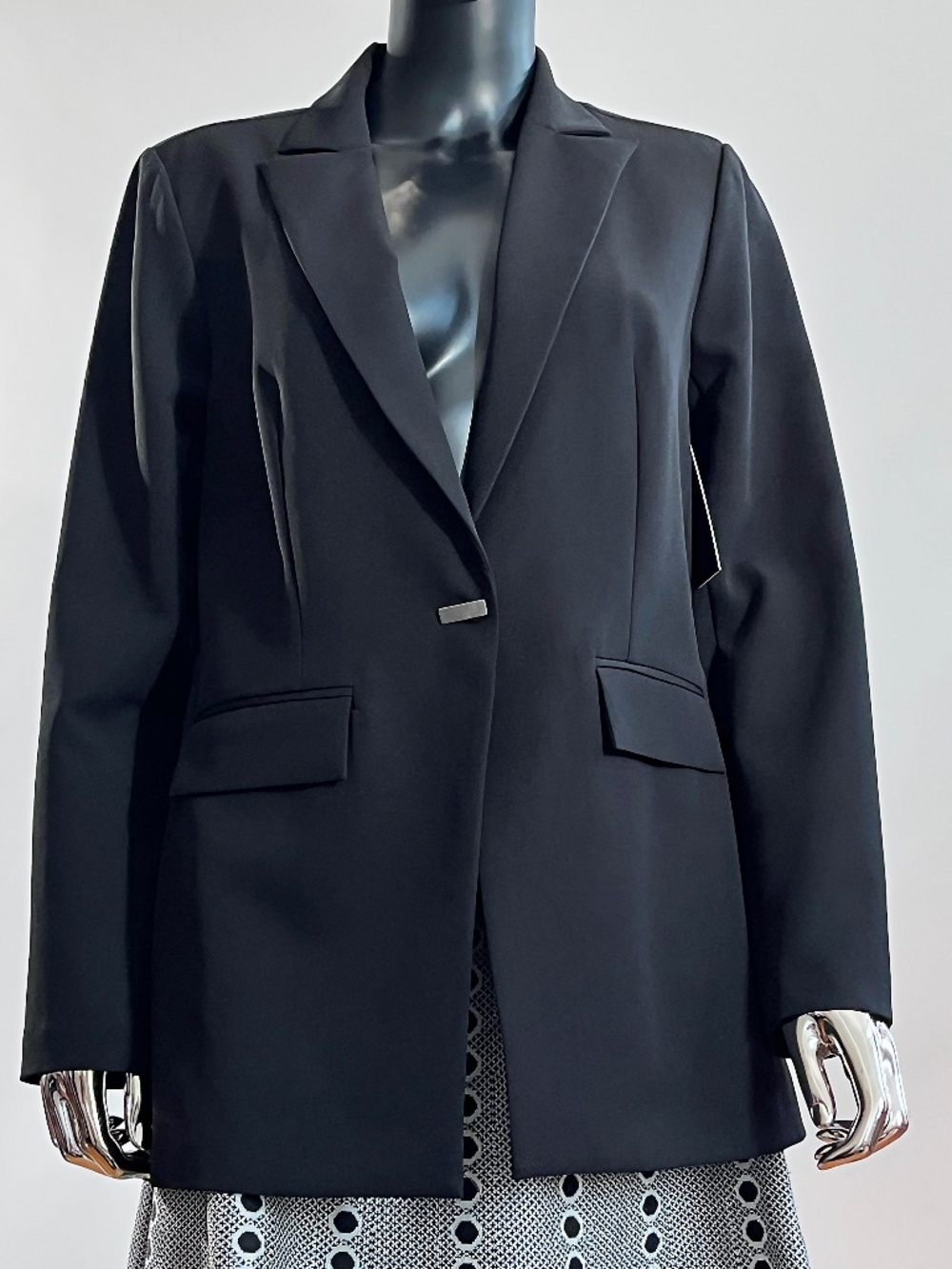 Adrienne Vittadini Single-Bar Closure Black Blazer Jacket Long Sleeve Size. M